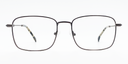 Front view rectangular brown frame glasses with silver colour detail