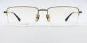 gold coloured rectangular titanium half frame. Front view showing gold coloured bridge
