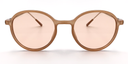 light brown round glasses. Front view with tinted lenses