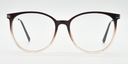 Front facing view of round frame. Dark brown to the top light brown to clear at the bottom.