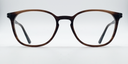 Front view rounded rectangular style glasses in brown