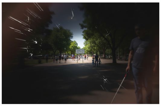 Simulation of tunnel vision caused by glaucoma, showing loss of peripheral vision with only a small area of central vision remaining