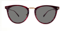 round retro style frame. front view showing gold coloured bridge and gold detail on hinges. showing tinted lenses