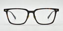 brown rectangular frame. Front view showing small gold detail close to the hinges