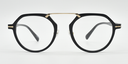 black with gold colour bridge  front view octagonal frame with round lenses.