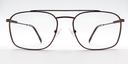 Rectangular brown frame glasses front view. lightweight and stylish