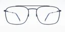 Rectangular blue frame glasses front view. lightweight and stylish