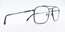Rectangular black frame glasses showing black details top of the arm  side view. lightweight and stylish