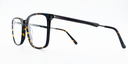 tortoiseshell colour. side view rectangular frame showing black arm