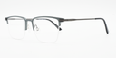 grey rectangular half rimless frame glasses. Side view 