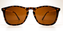 Tortoiseshell rounded rectangular front view glasses with tinted lenses