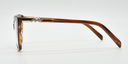 side view brown cat's eye frame showing zig-zag crystal detail on the arm