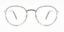 front view delicate round metal frame. tortoiseshell colour with silver colour bridge and lenses
