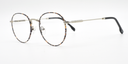 side view delicate round metal frame. tortoiseshell  colour, silver colour bridge and arms
