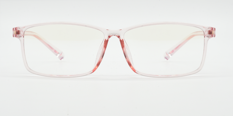 front view clear pink rectangular frames.