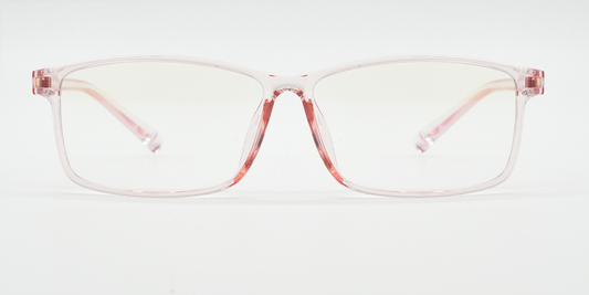 front view clear pink rectangular frames.