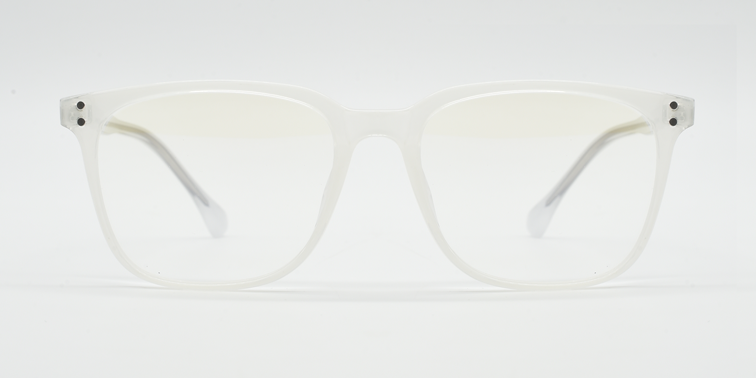 White frame. Front view rounded rectangular lenses 
