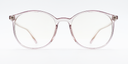 front view of clear round retro-style glasses. frame and arms same colour.