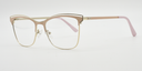 side view of light brown frame. Fine metal above creating eyebrow detail on top of the frame. Half rimless frame. light brown arms.