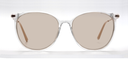 Front facing view of round  clear frame.  showing tinted lenses
