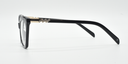 Front/side facing black cat's eye frame showing zig-zag crystal detail on the arm